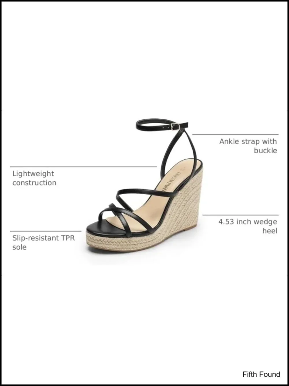 Strappy Espadrille Wedge Sandals Platform Chunky Heel Raffia